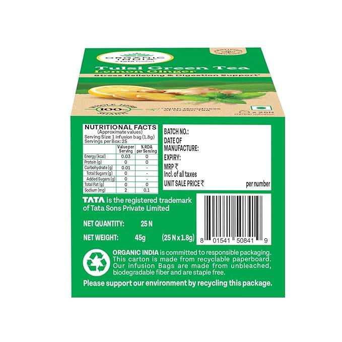 Organic Tulsi Green Tea Lemon Ginger 25N