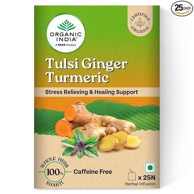 Organic Tulsi Ginger Turmeric Green Tea 25N
