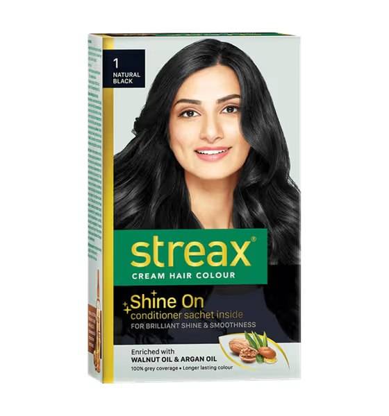 Streax Insta Cream Hair Color Walnut oil1 Natural Black 24G