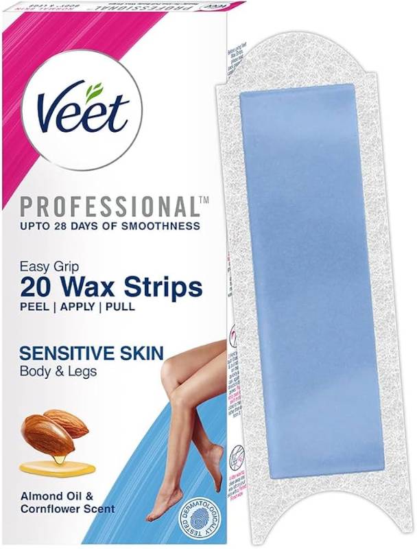Veet Normal Skin Ready To Use Full Body Wax Strip Sensitive Skin Almond Oil 20N