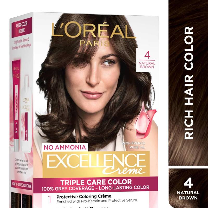Loreal Triple Hair Color 4 Natural Brown 100G