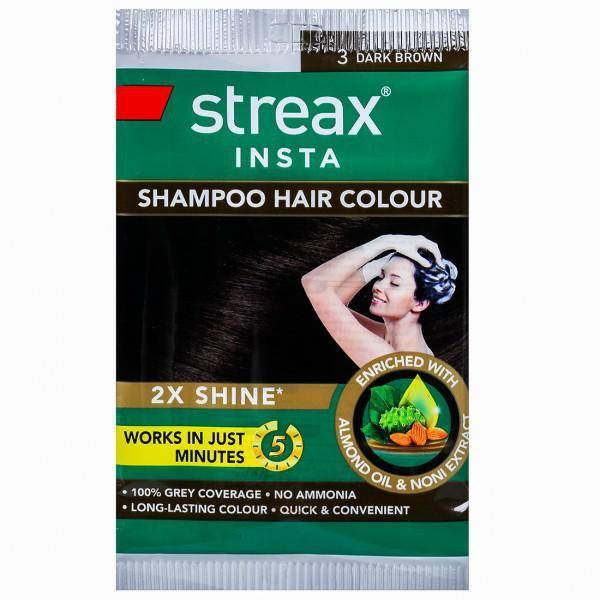 Streax Insta Shampoo Hair Color 1 Natural Black 7.5 ML