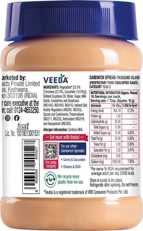Veeba Sandwich Spread Thousand Island 250g