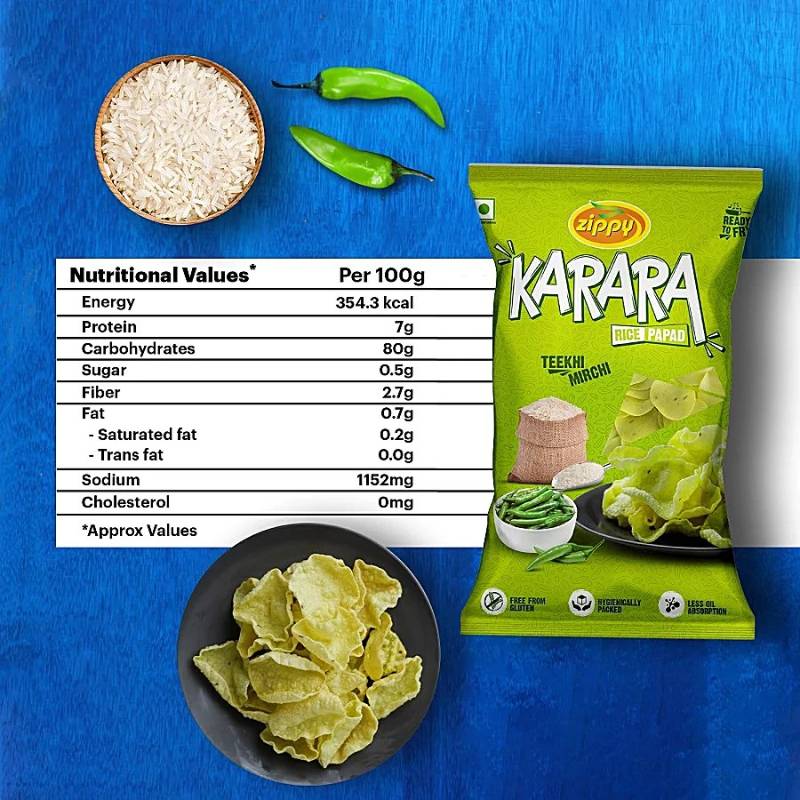 Zippy Karara Teekhi Mirchi Papad 200gm