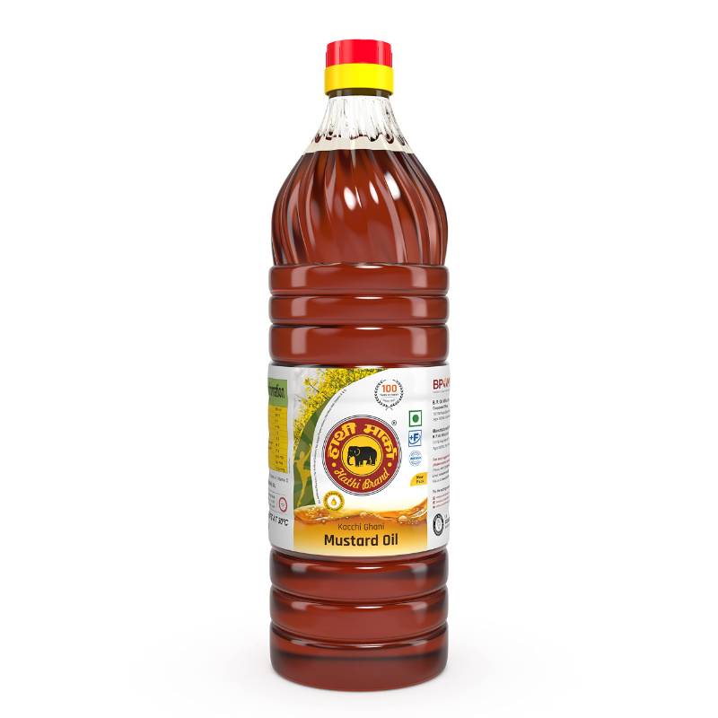 Hathi Marka Kachi Ghani Mustard Oil Bottle 1L