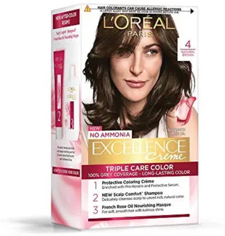 Loreal Triple Hair Color 4 Natural Brown 100G