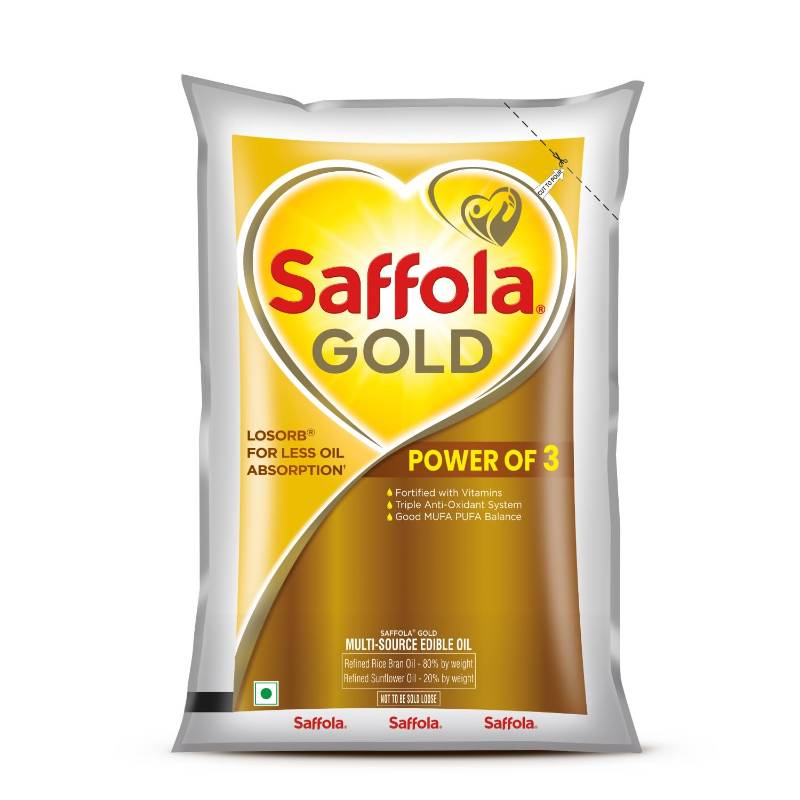 Saffola Gold Refined Oil Pouch 1L