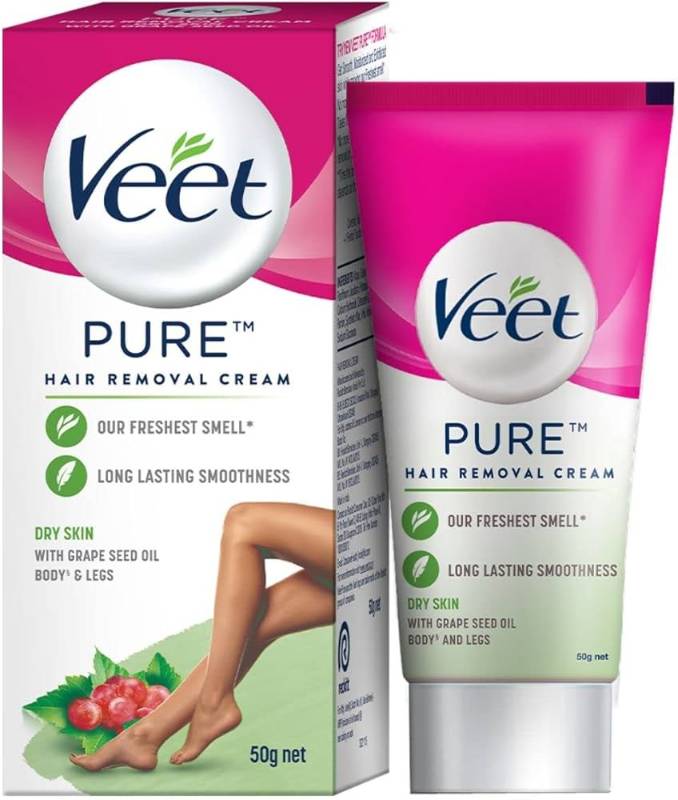 Veet Pure Skin Hair Removal Cream Dry SkinWith Grape Seed Oil 50g