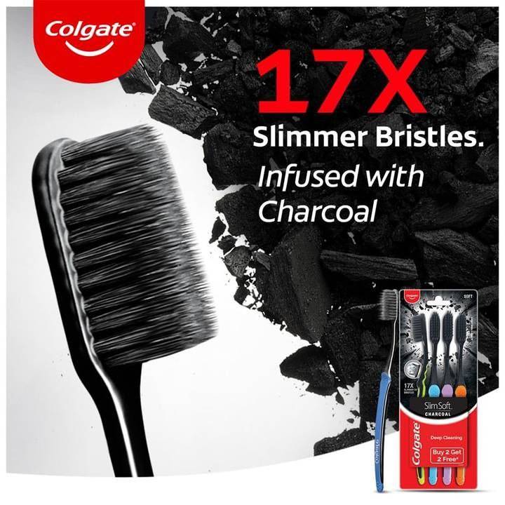 Colgate Slim Soft Charcoal Toothbrash B2G2F