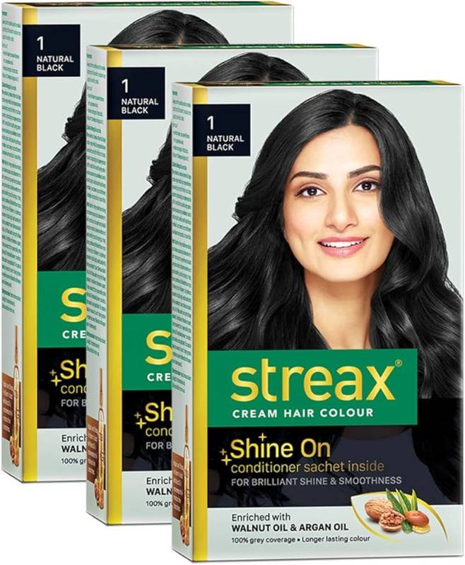 Streax Insta Cream Hair Color Walnut oil1 Natural Black 24G