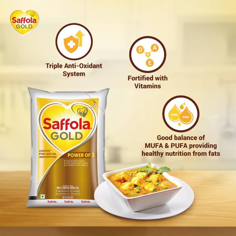 Saffola Gold Refined Oil Pouch 1L