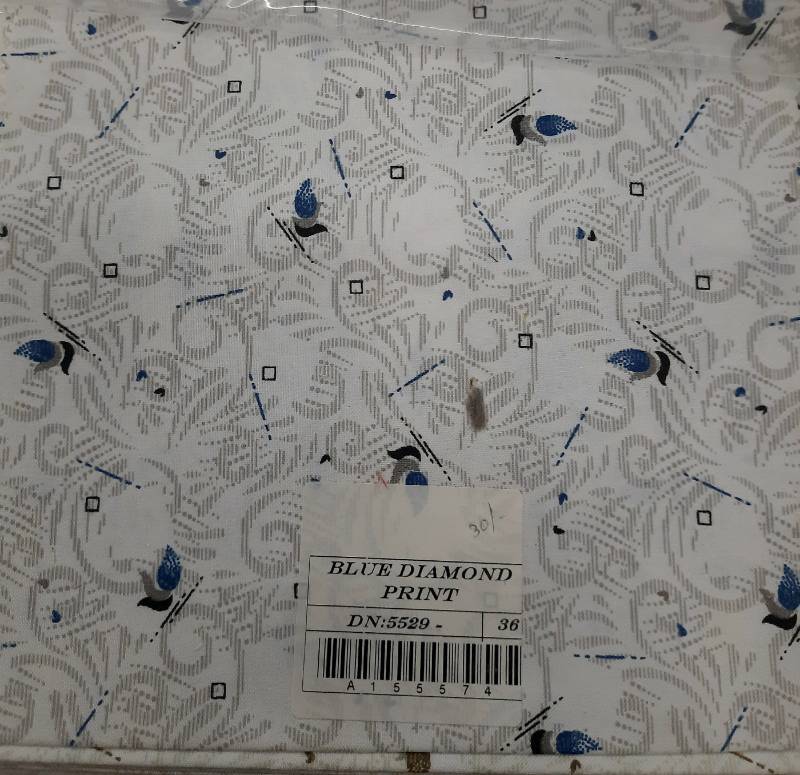 FB122- 100% Polyester, Plain Weave, Printed Fabric. Quality- Blue Diamond Print