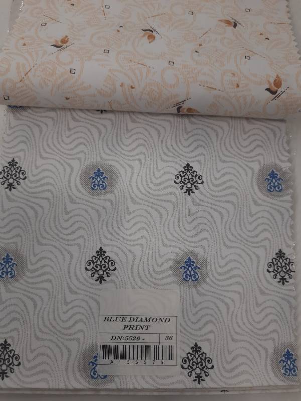 FB115- 100% Polyester, Plain Weave, Printed Fabric. Quality- Blue Diamond Print