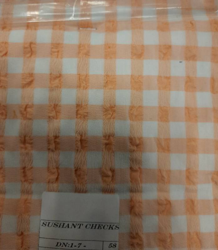 FB83- 100% Polyester, Plain Weave, Yarndyed Checks and Popcorn Effect