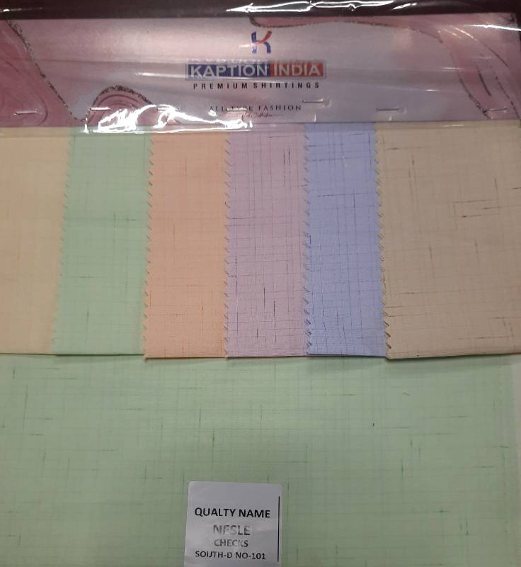 FB62-100% Poly, Yarndyed Light Checks, Plain Weave. Quality- NFSLE Checks