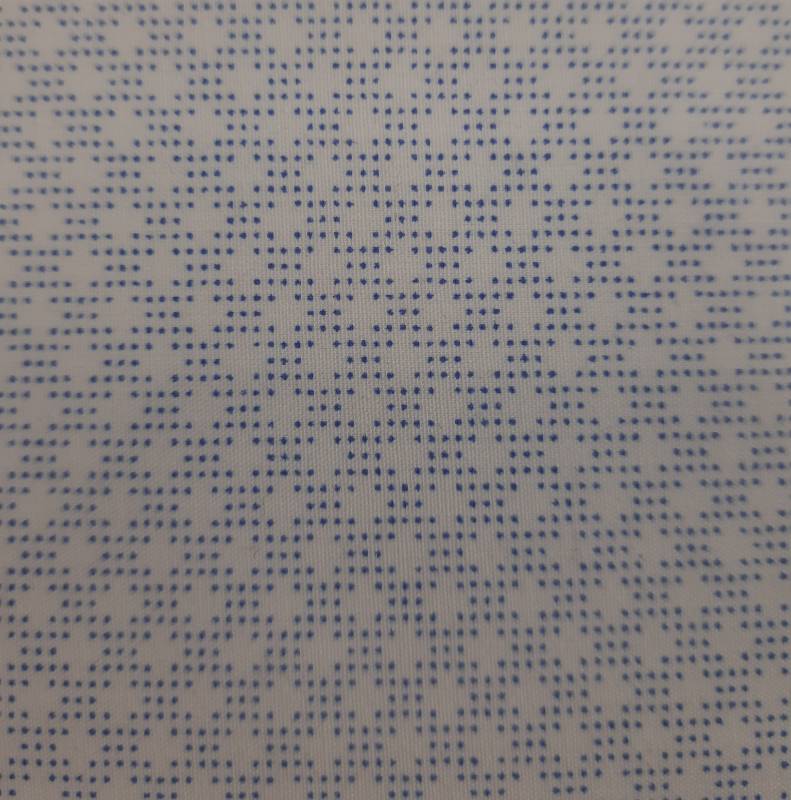FB31- Poly Cotton, Plain Weave, White/Sky Print
