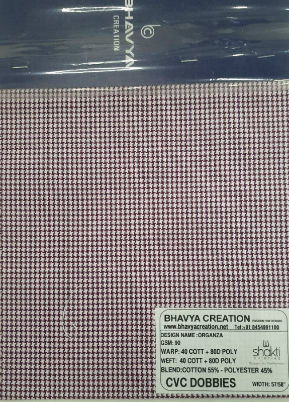 FB51-Cotton Poly Fabric, Dobby Weave, Yarndyed Fabric.