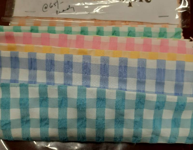 FB83- 100% Polyester, Plain Weave, Yarndyed Checks and Popcorn Effect