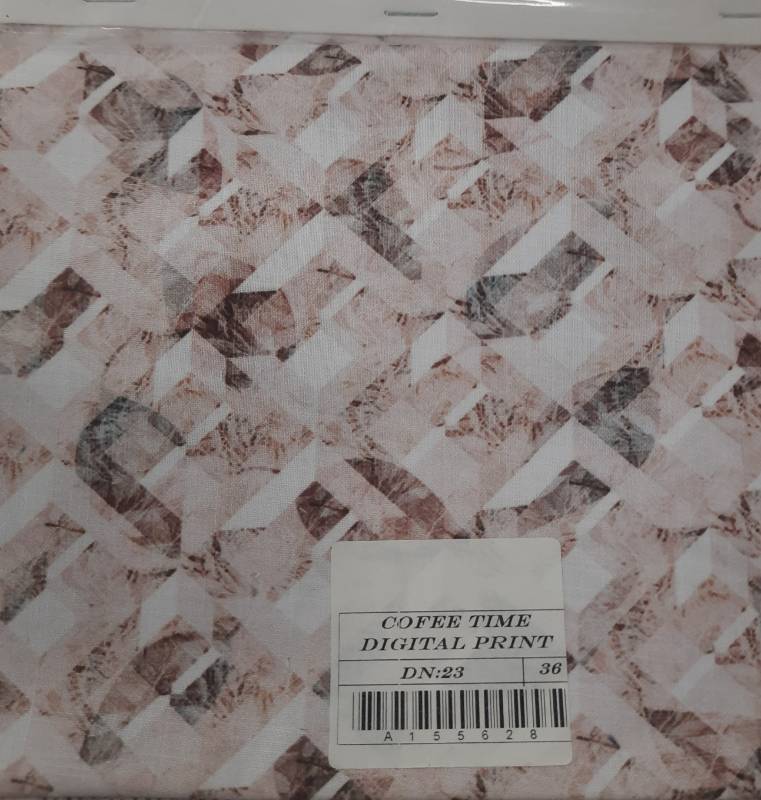 FB123- 100% Polyester, Plain Weave, Printed Fabric. Quality-  Coffee Time Digital Print