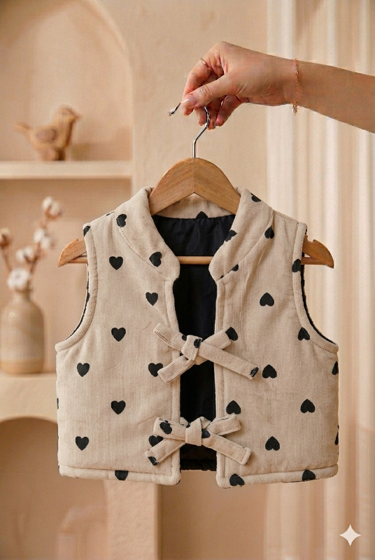 BEIGE CORAZONES NEGROS