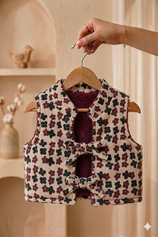 BEIGE CON VINO Y FLORES VERDES