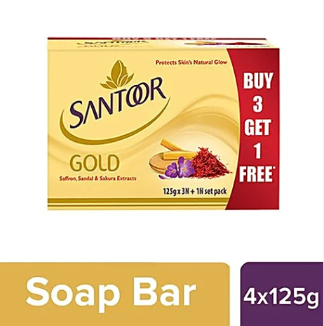 SANTOOR GOLD 4X125G BODY SOAP