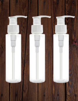 Amma Choice 100ml Empty Clear PET Pump Bottles Refillable Cosmetic Containers Leak Proof with White Screw Dispenser Pump for Toiletries, Shampoos, Lotions, Creams, Body Wash