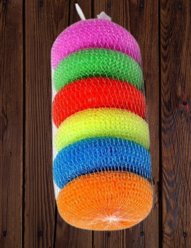 Nylon Scrub Pads Non Stick Cookware Utensils Juna for Dish Wash Cleaning Non Stick Plastic Round Scrubber for Kitchen Bartan, Large Size, Assorted Colours