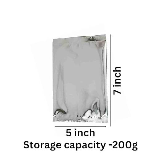 Chromexpress 5 x 7 Inches small Aluminium Silver foil Pouches for Food Tea Coffee Packaging. Packing Pouches Storage Bags for Multipurpose use. (100)