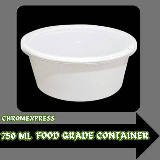 Chromexpress 750 ml Food Packing white Container, with clear cap