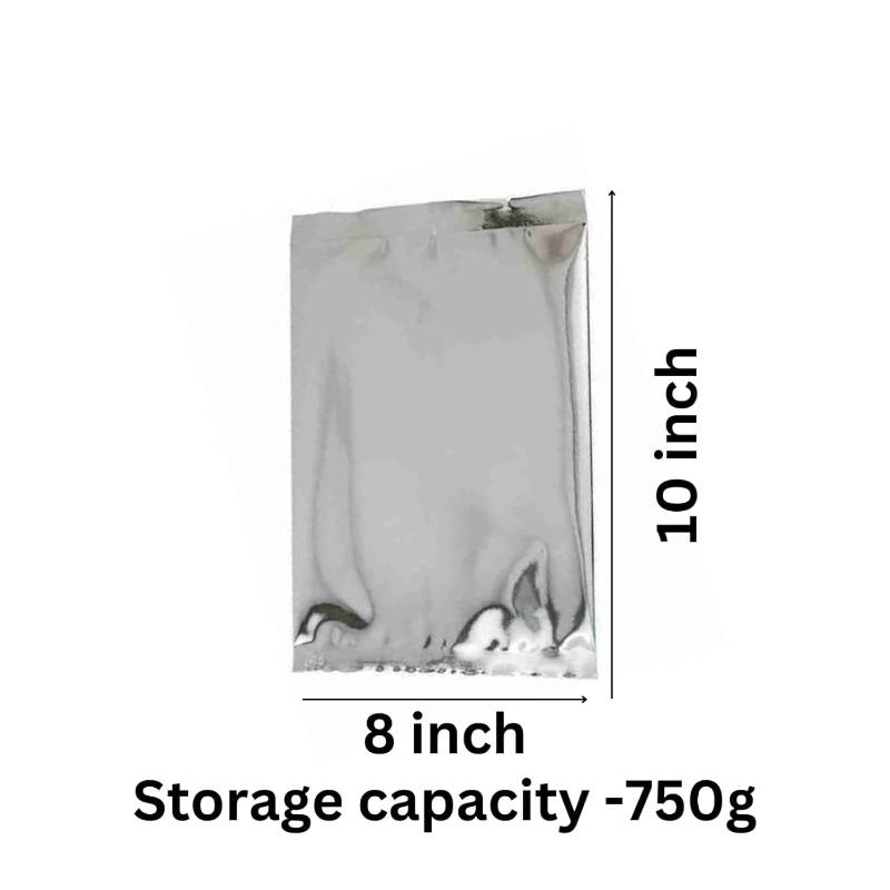 Chromexpress 8 x 10 Inches small Aluminium Silver foil Pouches for Food Tea Coffee Packaging. Packing Pouches Storage Bags for Multipurpose use. (100)