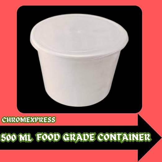 Chromexpress 500 ml White Food Packing Container with Clear Cap