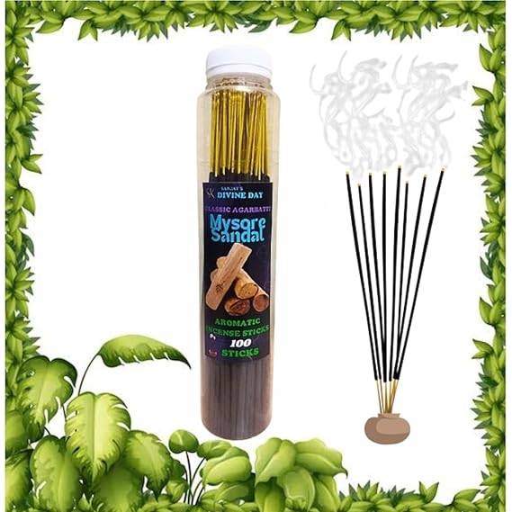 Sanjay's Divine Day Mysore Sandal Aromatic Incense Sticks, 100 Sticks
