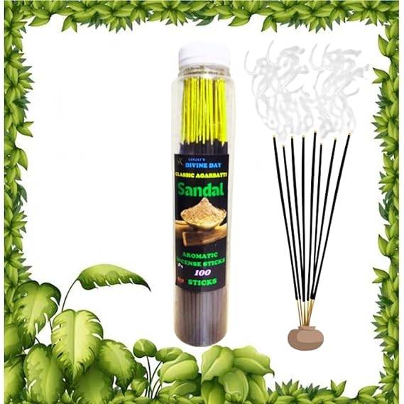 Sanjay's Divine Day Sandal Aromatic Incense Sticks, 100 Sticks