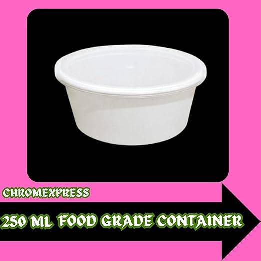 Chromexpress 250 ml Food Packing white Container, and Clear Cap