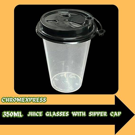 Chromexpress  350 ml Clear Juice Glass with Sipper Cap | Air Tight Container