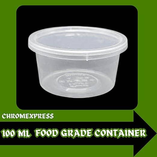 Chromexpress 100 ml Clear Food Packing Container with Clear Cap