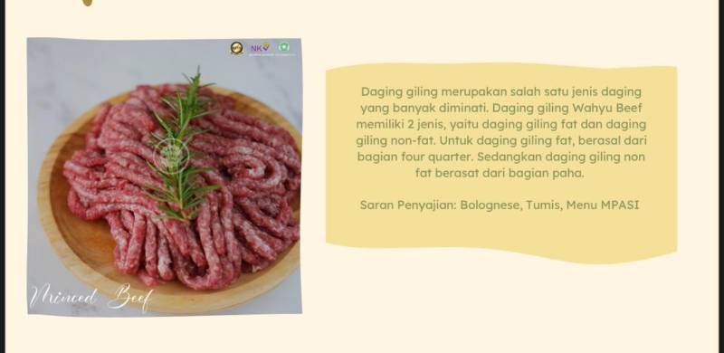 Premium daging giling sapi grassfed 15% lemak