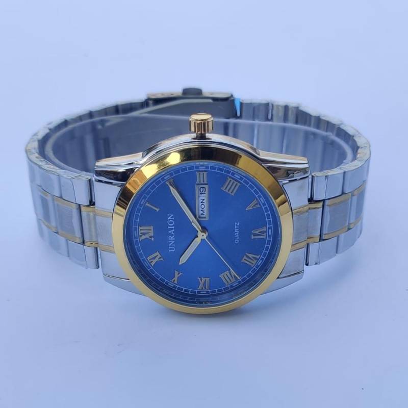 Man quartz round silver analogue watch 1pcs chain ⛓️ strap