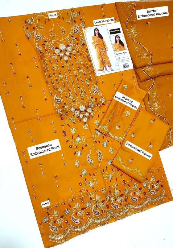 3 Pcs Women's Unstitched Embroidered Suit
code7