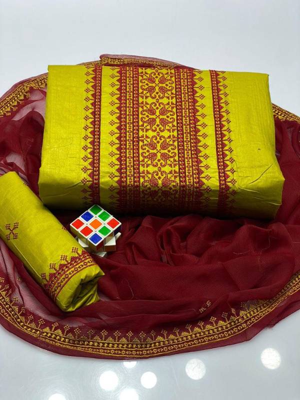 3pcs women unstitched cotton Embroidery suit