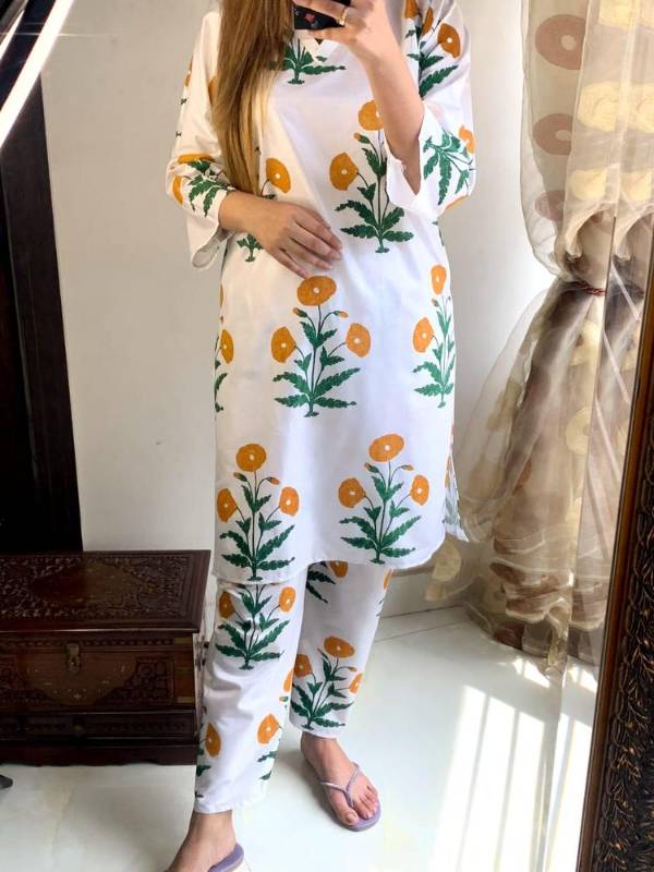 2pcs women stitched linen  1 embroidered shirt and trouser