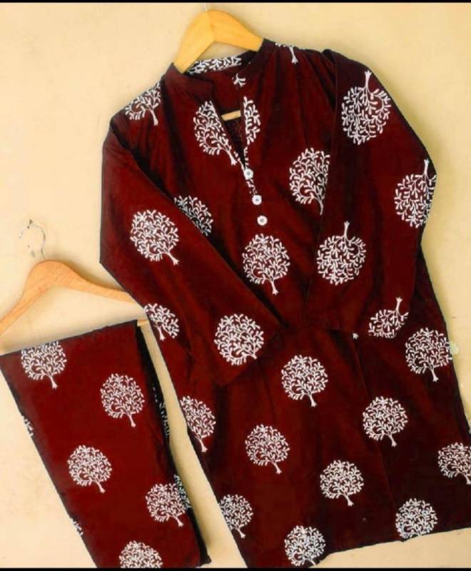 2pcs women stitched linen 2 shirt and trouser