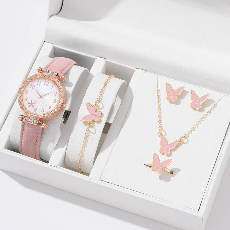 New TikTok Popular Women's Watch Fashion Personality Simple Watch Butterfly Digital Belt Watch suit
code 5