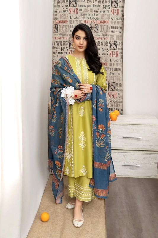 3pcs women Unstitched 7embroidered suit