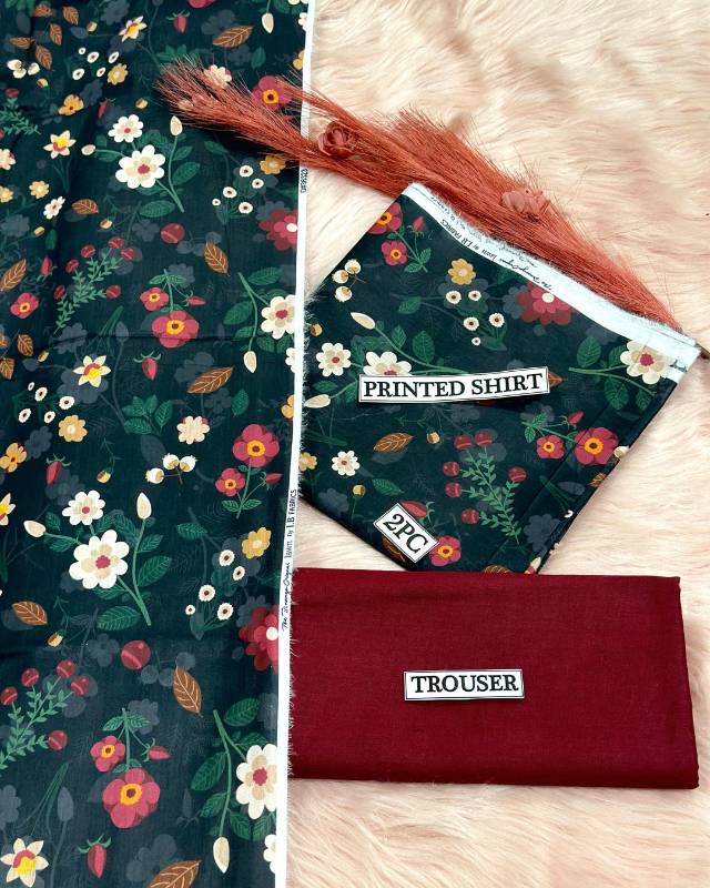2pcs women unstitched Digital print suit code12