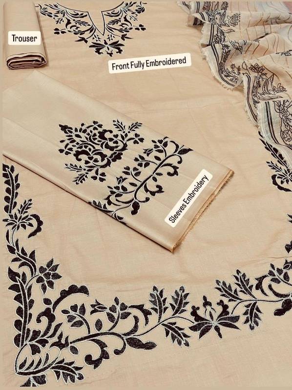 3pcs women Unstitched 1 embroidered suit