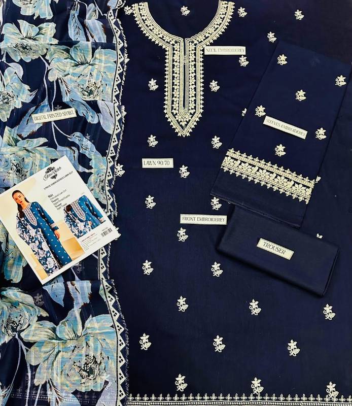 3pcs women Unstitched new style embroidered