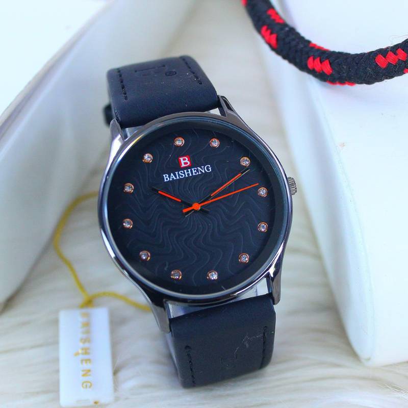 Leather strap watch for man