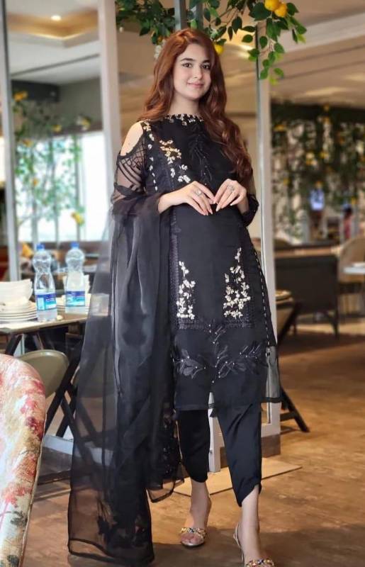 3pcs woman's Unstitched linen embroidered suit